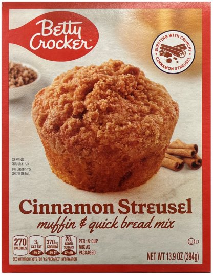 BETTY CROCKER CINNAMON STREUSEL MUFFIN & QUICK BREAD MIX (image for) BETTY CROCKER CINNAMON STREUSEL MUFFIN & QUICK BREAD MIX