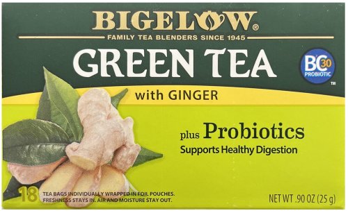 BIGELOW GREEN TEA WITH GINGER PLUS PROBIOTICS