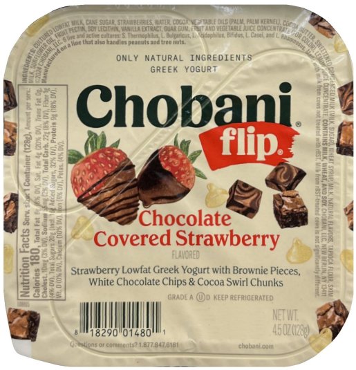 CHOBANI FLIP CHOCOLATE COVERED STRAWBERRY LOWFAT GREEK YOGURT (image for) CHOBANI FLIP CHOCOLATE COVERED STRAWBERRY LOWFAT GREEK YOGURT