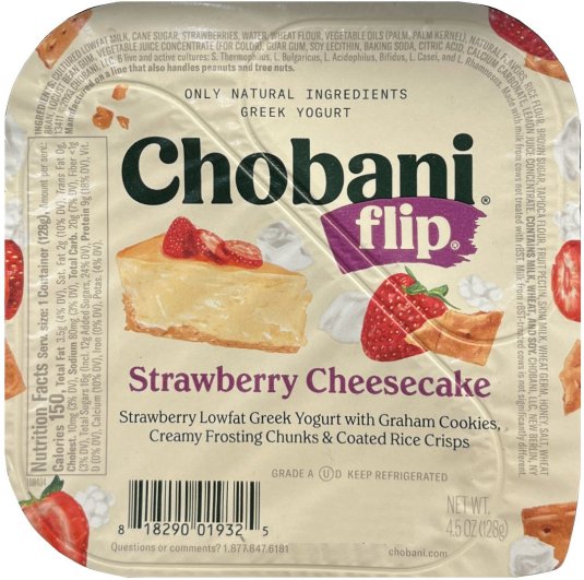 CHOBANI FLIP STRAWBERRY CHEESECAKE LOWFAT GREEK YOGURT (image for) CHOBANI FLIP STRAWBERRY CHEESECAKE LOWFAT GREEK YOGURT