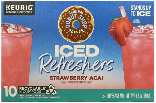 THE ORIGINAL DONUT SHOP COFFEE ICED REFRESHERS STRAWBERRY ACAI K-CUP PODS (image for) THE ORIGINAL DONUT SHOP COFFEE ICED REFRESHERS STRAWBERRY ACAI K-CUP PODS
