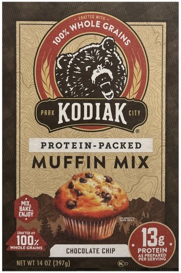 KODIAK CAKES PROTEIN PACKED MUFFIN MIX CHOCOLATE CHIP (image for) KODIAK CAKES PROTEIN PACKED MUFFIN MIX CHOCOLATE CHIP
