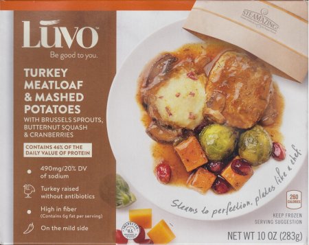 Luvo Turkey meatloaf&mashed potatoes, brussels sprout, butternut squash&cranberries (840423100174)