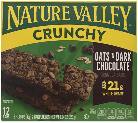 (image for) NATURE VALLEY CRUNCHY GRANOLA BAR OAT'S 'N DARK CHOCOLATE