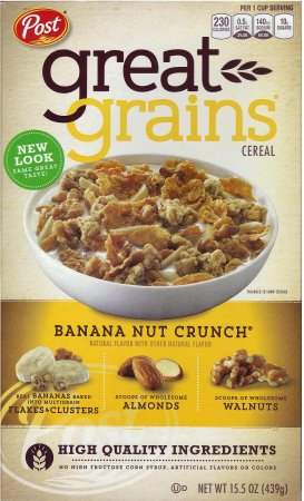 POST GREAT GRAINS BANANA NUT CRUNCH (image for) POST GREAT GRAINS BANANA NUT CRUNCH