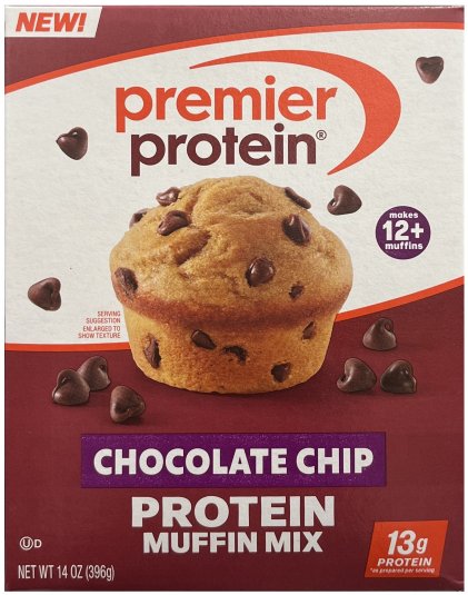 PREMIER PROTEIN CHOCOLATE CHIP PROTEIN MUFFIN MIX (image for) PREMIER PROTEIN CHOCOLATE CHIP PROTEIN MUFFIN MIX