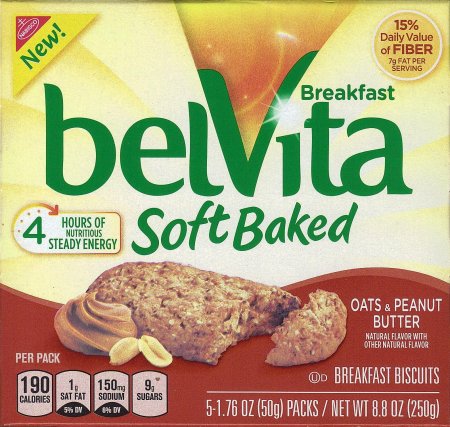 BELVITA SOFT BAKED OATS & PEANUT BUTTER BREAKFAST BISCUITS (image for) BELVITA SOFT BAKED OATS & PEANUT BUTTER BREAKFAST BISCUITS