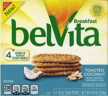 BELVITA TOASTED COCONUT BREAKFAST BISCUITS (image for) BELVITA TOASTED COCONUT BREAKFAST BISCUITS