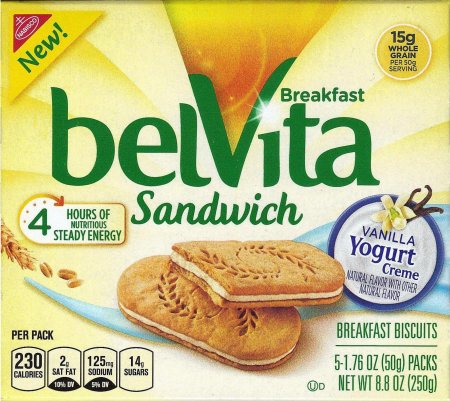 BELVITA SANDWICH VANILLA YOGURT CREME BREAKFAST BISCUIT (image for) BELVITA SANDWICH VANILLA YOGURT CREME BREAKFAST BISCUIT