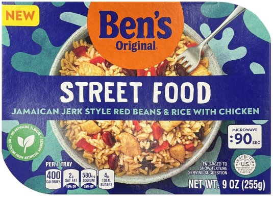 BEN'S ORIGINAL STREET FOOD JAMAICAN JERK STYLE RED BEANS & RICE WITH CHICKEN (image for) BEN'S ORIGINAL STREET FOOD JAMAICAN JERK STYLE RED BEANS & RICE WITH CHICKEN