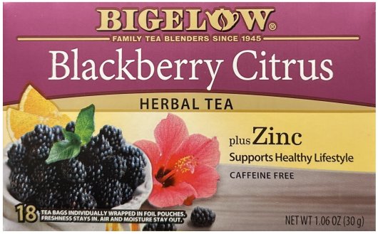 BIGELOW BLACKBERRY CITRUS PLUS ZINC HERBAL TEA (image for) BIGELOW BLACKBERRY CITRUS PLUS ZINC HERBAL TEA