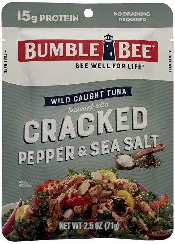 BUMBLE BEE WILD CAUGHT TUNA CRACKED PEPPER & SEA SALT (image for) BUMBLE BEE WILD CAUGHT TUNA CRACKED PEPPER & SEA SALT