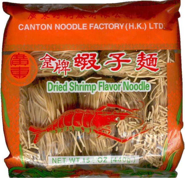 CANTON NOODLE FACTORY DRIED SHRIMP FLAVOR NOODLE THIN ROUND (image for) CANTON NOODLE FACTORY DRIED SHRIMP FLAVOR NOODLE THIN ROUND