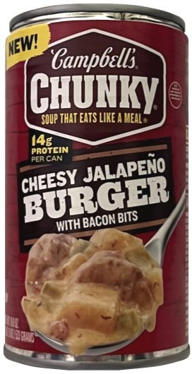 CAMPBELL'S CHUNKY CHEESY JALAPENO BURGER WITH BACON BITS SOUP (image for) CAMPBELL'S CHUNKY CHEESY JALAPENO BURGER WITH BACON BITS SOUP