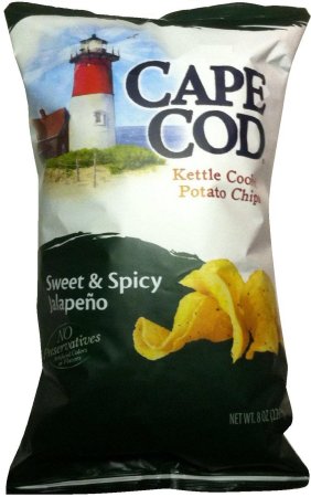 CAPE COD KETTLE COOKED POTATO CHIPS SWEET & SPICY JALAPENO (image for) CAPE COD KETTLE COOKED POTATO CHIPS SWEET & SPICY JALAPENO