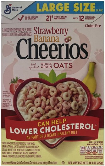 GENERAL MILLS CHEERIOS STRAWBERRY BANANA WHOLE GRAIN OATS (image for) GENERAL MILLS CHEERIOS STRAWBERRY BANANA WHOLE GRAIN OATS