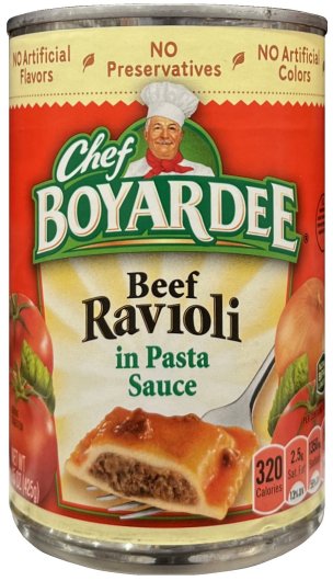 CHEF BOYARDEE BEEF RAVIOLI IN PASTA SAUCE (image for) CHEF BOYARDEE BEEF RAVIOLI IN PASTA SAUCE