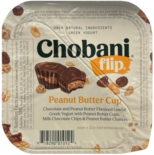 CHOBANI FLIP PEANUT BUTTER CUP LOWFAT GREEK YOGURT (image for) CHOBANI FLIP PEANUT BUTTER CUP LOWFAT GREEK YOGURT