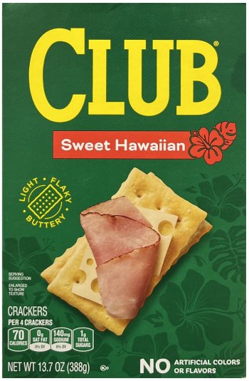 CLUB CRACKERS SWEET HAWAIIAN (image for) CLUB CRACKERS SWEET HAWAIIAN