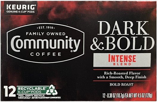 COMMUNITY COFFEE DARK & BOLD INTENSE BLEND BOLD ROAST K-CUP PODS (image for) COMMUNITY COFFEE DARK & BOLD INTENSE BLEND BOLD ROAST K-CUP PODS