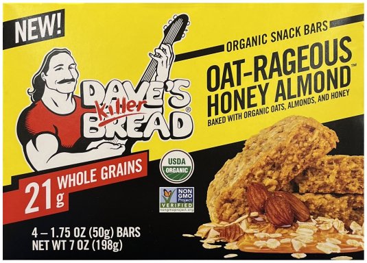 DAVE'S KILLER BREAD OAT-RAGEOUS HONEY ALMOND ORGANIC SNACK BARS (image for) DAVE'S KILLER BREAD OAT-RAGEOUS HONEY ALMOND ORGANIC SNACK BARS