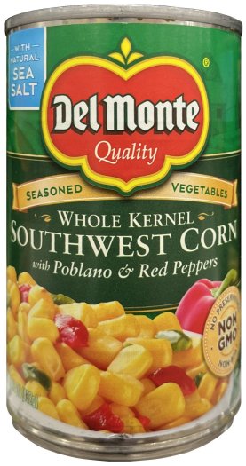 DEL MONTE WHOLE KERNEL SOUTHWEST CORN WITH POBLANO & RED PEPPERS (image for) DEL MONTE WHOLE KERNEL SOUTHWEST CORN WITH POBLANO & RED PEPPERS