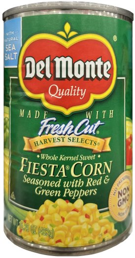 DEL MONTE WHOLE KERNEL SWEET FIESTA CORN SEASONED WITH RED & GREEN PEPPERS (image for) DEL MONTE WHOLE KERNEL SWEET FIESTA CORN SEASONED WITH RED & GREEN PEPPERS