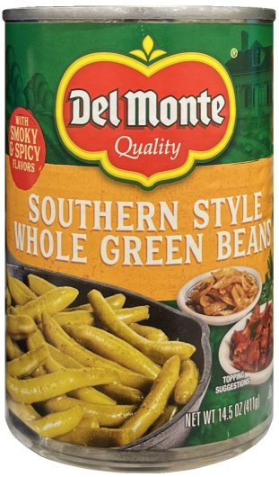 DEL MONTE SOUTHERN STYLE WHOLE GREEN BEANS (image for) DEL MONTE SOUTHERN STYLE WHOLE GREEN BEANS