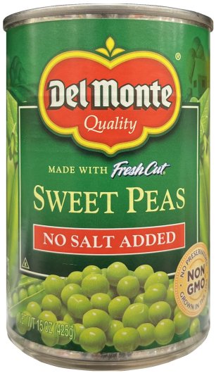 DEL MONTE SWEET PEAS NO SALT ADDED (image for) DEL MONTE SWEET PEAS NO SALT ADDED