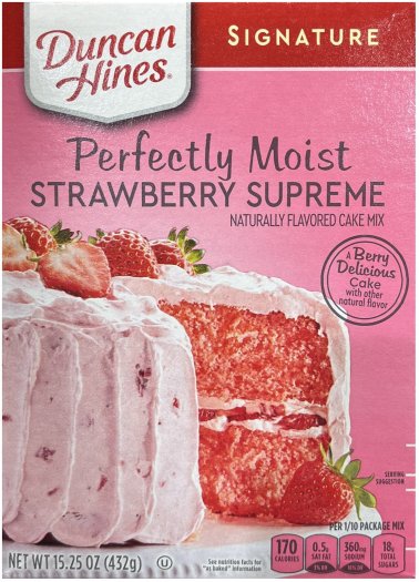 DUNCAN HINES SIGNATURE PERFECTLY MOIST STRAWBERRY SUPREME CAKE MIX (image for) DUNCAN HINES SIGNATURE PERFECTLY MOIST STRAWBERRY SUPREME CAKE MIX