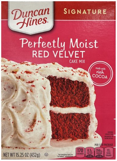 DUNCAN HINES SIGNATURE PERFECTLY MOIST RED VELVET CAKE MIX (image for) DUNCAN HINES SIGNATURE PERFECTLY MOIST RED VELVET CAKE MIX
