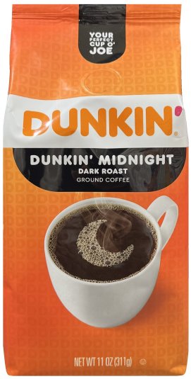DUNKIN' MIDNIGHT DARK ROAST GROUND COFFEE (image for) DUNKIN' MIDNIGHT DARK ROAST GROUND COFFEE