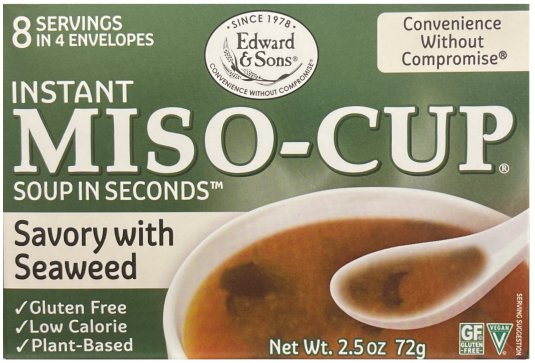 EDWARD & SONS INSTANT MISO-CUP SOUP SAVORY WITH SEAWEED (image for) EDWARD & SONS INSTANT MISO-CUP SOUP SAVORY WITH SEAWEED