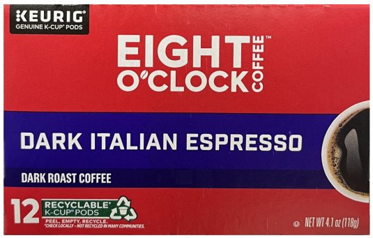 EIGHT O'CLOCK DARK ITALIAN ESPRESSO DARK ROAST COFFEE K-CUP PODS (image for) EIGHT O'CLOCK DARK ITALIAN ESPRESSO DARK ROAST COFFEE K-CUP PODS