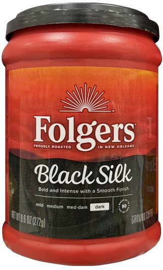 FOLGERS BLACK SILK DARK ROASTED GROUND COFFEE (image for) FOLGERS BLACK SILK DARK ROASTED GROUND COFFEE