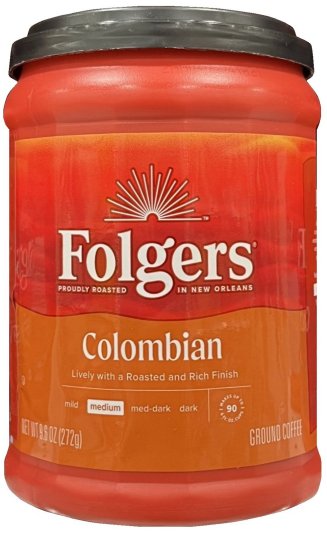 FOLGERS COLOMBIAN MEDIUM ROASTED GROUND COFFEE (image for) FOLGERS COLOMBIAN MEDIUM ROASTED GROUND COFFEE