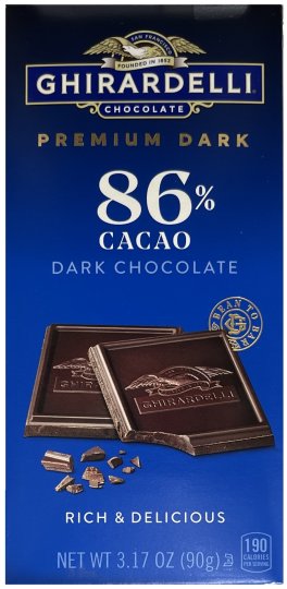 GHIRARDELLI PREMIUM DARK 86% CACAO DARK CHOCOLATE (image for) GHIRARDELLI PREMIUM DARK 86% CACAO DARK CHOCOLATE