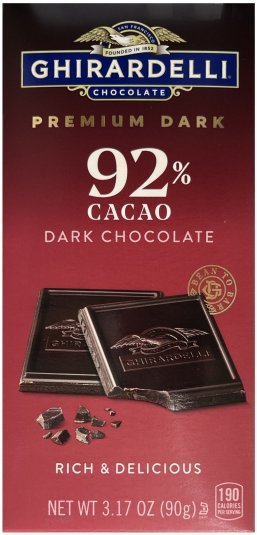 GHIRARDELLI PREMIUM DARK 92% CACAO DARK CHOCOLATE (image for) GHIRARDELLI PREMIUM DARK 92% CACAO DARK CHOCOLATE