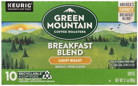GREEN MOUNTAIN BREAKFAST BLEND LIGHT ROAST COFFEE K-CUP PODS (image for) GREEN MOUNTAIN BREAKFAST BLEND LIGHT ROAST COFFEE K-CUP PODS
