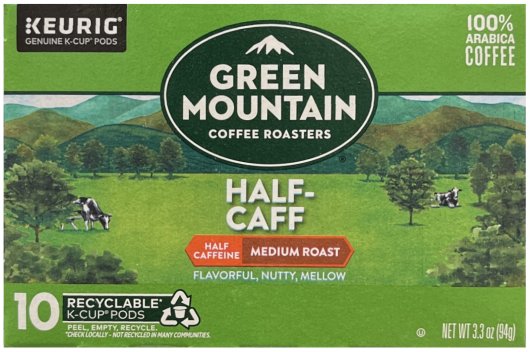 GREEN MOUNTAIN HALF-CAFF HALF CAFFEINE MEDIUM ROAST COFFEE K-CUP PODS (image for) GREEN MOUNTAIN HALF-CAFF HALF CAFFEINE MEDIUM ROAST COFFEE K-CUP PODS