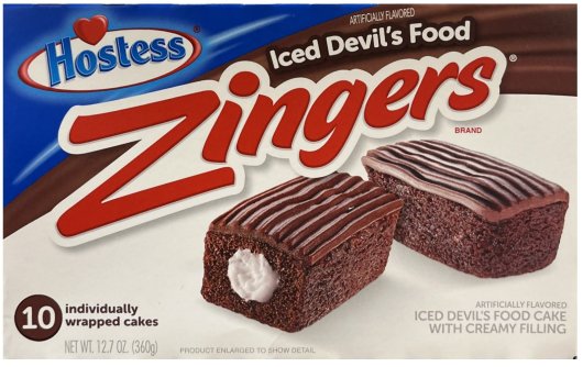 HOSTESS ZINGERS ICED DEVIL'S FOOD CAKE WITH CREAMY FILLING (image for) HOSTESS ZINGERS ICED DEVIL'S FOOD CAKE WITH CREAMY FILLING