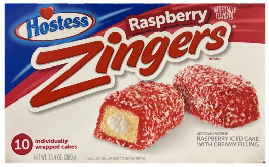 HOSTESS ZINGERS RASPBERRY ICED CAKE WITH CREAMY FILLING (image for) HOSTESS ZINGERS RASPBERRY ICED CAKE WITH CREAMY FILLING