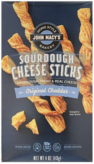JOHN MACY'S SOURDOUGH CHEESE STICKS ORIGINAL CHEDDAR (image for) JOHN MACY'S SOURDOUGH CHEESE STICKS ORIGINAL CHEDDAR