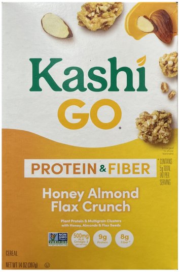 KASHI GO PROTEIN & FIBER HONEY ALMOND FLAX CRUNCH CEREAL (image for) KASHI GO PROTEIN & FIBER HONEY ALMOND FLAX CRUNCH CEREAL