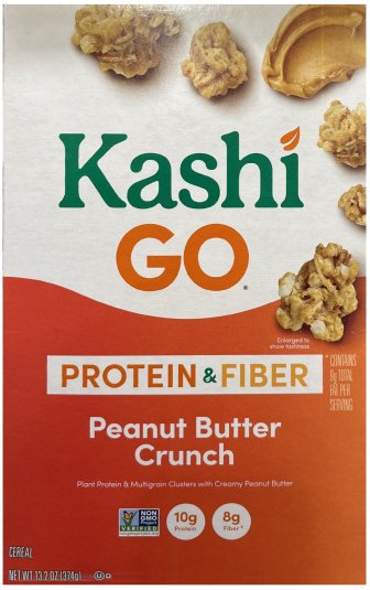 KASHI GO PROTEIN & FIBER PEANUT BUTTER CRUNCH CEREAL (image for) KASHI GO PROTEIN & FIBER PEANUT BUTTER CRUNCH CEREAL