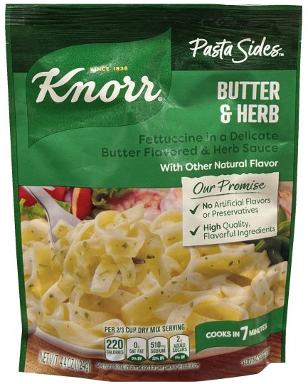 KNORR PASTA SIDES BUTTER & HERB FETTUCCINE IN A DELICATE BUTTER FLAVORED & HERB SAUCE (image for) KNORR PASTA SIDES BUTTER & HERB FETTUCCINE IN A DELICATE BUTTER FLAVORED & HERB SAUCE
