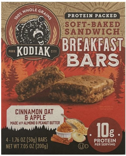 KODIAK SOFT BAKED SANDWICH BREAKFAST BARS APPLE OAT & CINNAMON (image for) KODIAK SOFT BAKED SANDWICH BREAKFAST BARS APPLE OAT & CINNAMON