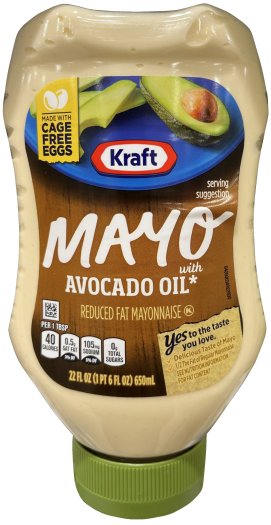 KRAFT MAYO WITH AVOCADO OIL REDUCED FAT MAYONNAISE (image for) KRAFT MAYO WITH AVOCADO OIL REDUCED FAT MAYONNAISE