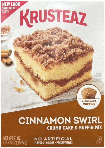 KRUSTEAZ CINNAMON SWIRL CRUMB CAKE & MUFFIN MIX (image for) KRUSTEAZ CINNAMON SWIRL CRUMB CAKE & MUFFIN MIX