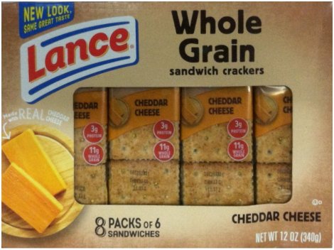 LANCE WHOLE GRAIN CHEDDAR CHEESE SANDWICH CRACKERS (image for) LANCE WHOLE GRAIN CHEDDAR CHEESE SANDWICH CRACKERS